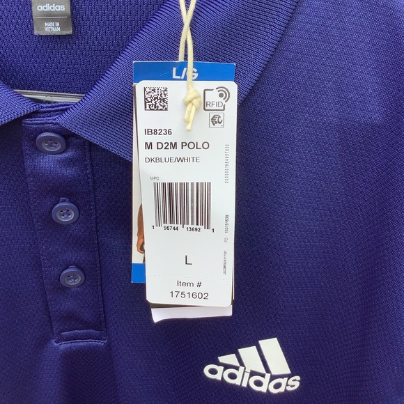 Adidas Polo Men's Size Large Active Performance Blue - Picture 5 of 8